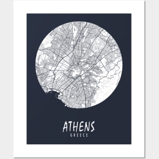 Athens, Greece City Map - Full Moon Posters and Art